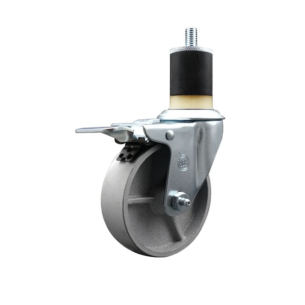 4'' Semi Steel Swivel 1-7/8'' Expanding Stem Caster Total Lock Brake
